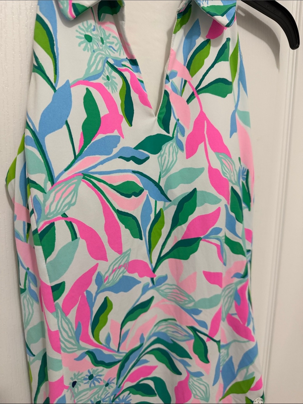 Lilly Pulitzer Vibrant Pink, Green & Blue Leaf-Print Luxletic Sleeveless Sz XS - Picture 4 of 7